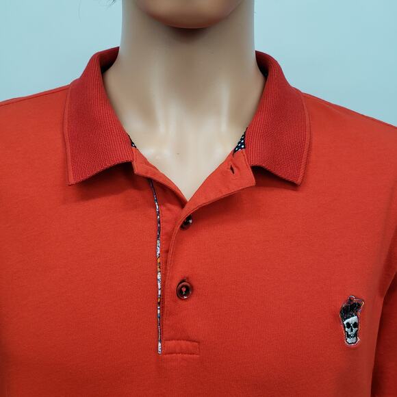 ROBERT GRAHAM Lucifer Polo Men XL Classic Fit Red Skull Embroidery Short Sleeve - Picture 2 of 13